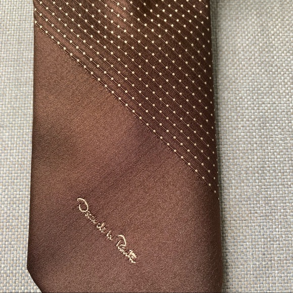 Vintage Oscar De La Renta Brown Tie - Picture 2 of 4